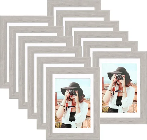 Miniatura 10 de Picrit - Juego de 12 portarretratos de 4 x 6 pulgadas, para fotos de 3.5 x 5 con paspartú o 4 x 6 pulgadas sin paspartú, marcos para colgar