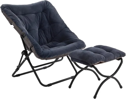 Miniatura 23 de Tiita Silla Cómoda Plegable, Silla de Acento Plegable de Gran Tamaño de Piel Sintética Suave, Silla de Descanso Perezosa para Niños, Adolescentes