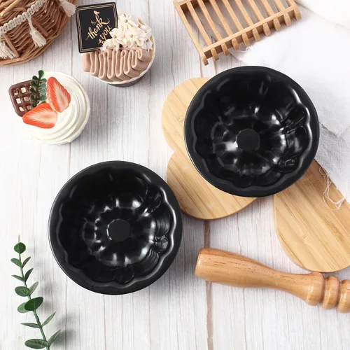 Miniatura 5 de Ctosree 8 piezas de 4 pulgadas estriado mini molde para pasteles antiadherente estriado molde de acero al carbono tubo de metal horno horno molde