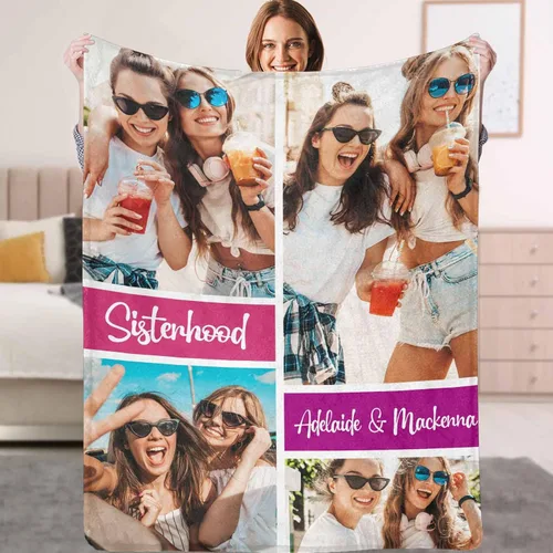 Miniatura 18 de YESCUSTOM Manta personalizada de Friends Forever con collage de fotos y texto, manta personalizada para mejores amigos, mejores amigos, cumpleaños