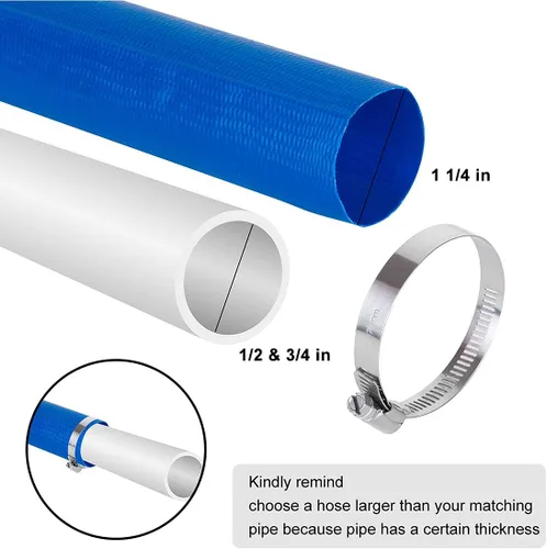 Miniatura 2 de Eastrans Manguera de Retrolavado Plana de PVC Azul de 1-1/4'' x 100 pies para Piscinas, Manguera de Descarga de Servicio Pesado Manguera de Drenaje