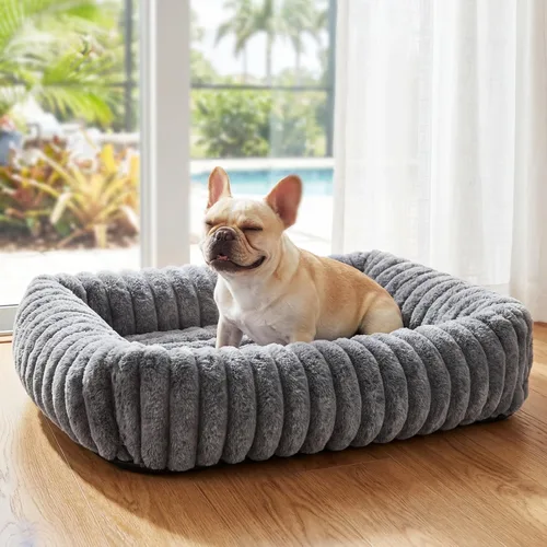 Cama para perros pequeños y medianos, lavable y autocalentable, para gatos de interior, cama mullida de piel de conejo para mascotas para cachorros