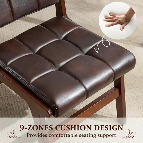 Miniatura 4 de Furniliving Juego de 4 sillas de comedor de madera de roble, estilo de mediados de siglo moderno, tapizadas en lino, silla de cocina con madera
