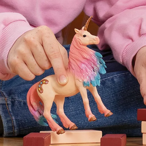 Miniatura 2 de Schleich Bayala - Figura de yegua de unicornio de malvavisco, juguete de unicornio rosa y azul para niñas y niños, figura de caballo de fantasía