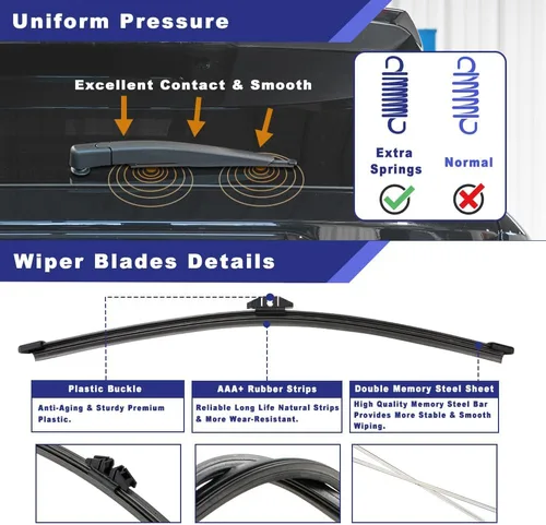 Miniatura 3 de Kit de montaje de limpiaparabrisas trasero compatible con BMW X3 F25 2011-2017, repuesto de limpiaparabrisas trasero 61627213242, 61627213241