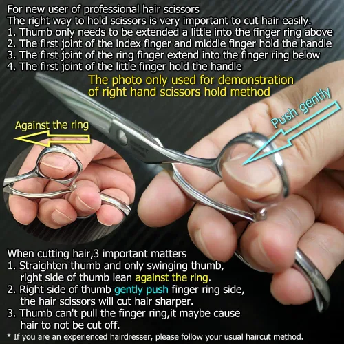 Miniatura 6 de Tijeras profesionales para el cabello de 5.5 pulgadas, tijeras de corte de pelo de peluquería 440C, tijeras de pelo con agujero ciego borde convexo