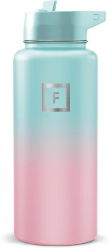 Miniatura 118 de IRON °FLASK Frasco de hidratación para acampar y senderismo con pajilla, botella de agua deportiva de acero inoxidable con aislamiento de boca