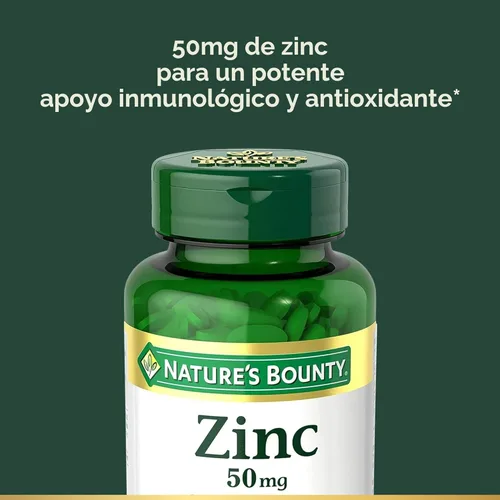 Miniatura 3 de Nature's Bounty Zinc 50mg, suplemento de apoyo inmunológico y antioxidante, promueve la salud de la piel, 1 cápsula por día, sin gluten, 250