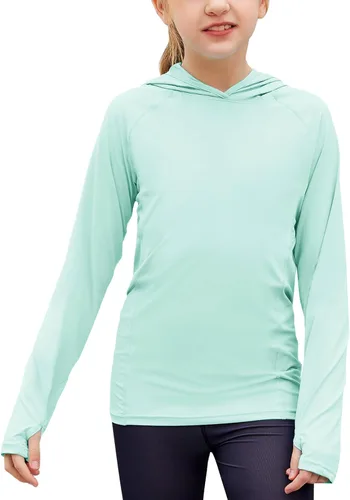 Zaclotre - Sudadera con capucha para niños, con protección solar UPF 50+, de secado rápido, para niñas, con agujeros para los pulgares, para
