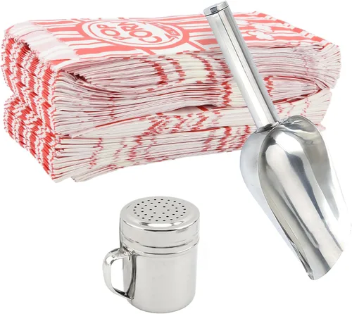 Miniatura 8 de Kit de suministros para máquina de palomitas de maíz, juego de 202 piezas con 200 bolsas de palomitas de maíz de 1 oz, cuchara de acero inoxidable