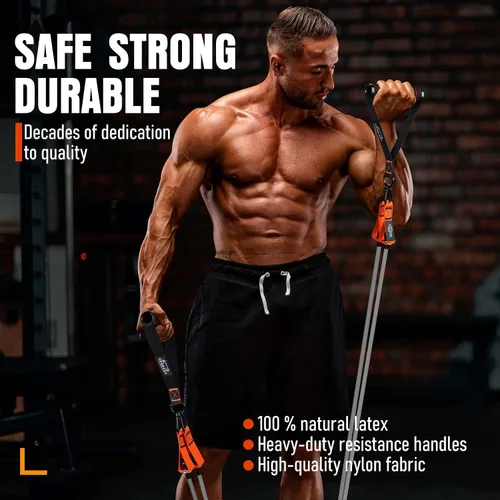 Miniatura 7 de Resistance Bands with Handles, 175lb Exercise Bands for Working Out, Fitness Bands, Workout Bands with Door Anchor and Ankle Straps, Physical