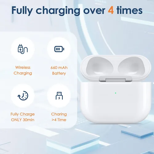 Miniatura 5 de Funda de carga inalámbrica compatible con Airpod de 3ª generación, funda de carga de repuesto para Airpod de 3ª generación con batería de 660 mAh