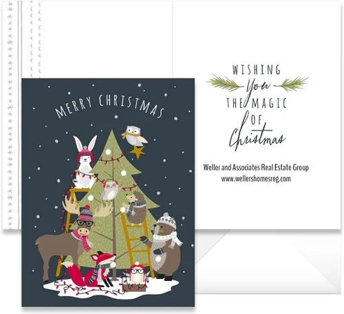 Miniatura 11 de Canopy Street Tarjetas navideñas de animales del bosque, 36 tarjetas con sobres blancos, 6 diseños de animales del bosque de invierno, versos