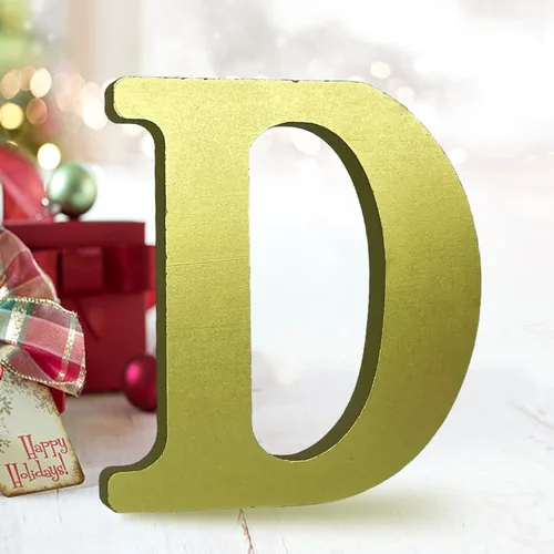 Miniatura 28 de AOCEAN Letras de madera dorada de 6 pulgadas, letras de madera sin terminar para decoración de pared, letras decorativas de pie en rodajas, tablero