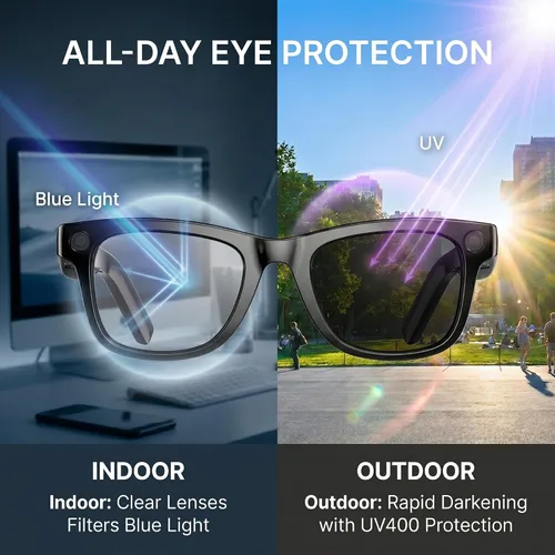 Miniatura 4 de Lentes inteligentes Ai 2026 para hombres y mujeres, gafas de cámara HD 4K de 8 MP, batería de 410 mAh, admite grabación de fotos/videos/audio