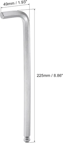 Miniatura 2 de uxcell Llave de llave hexagonal de extremo de bola de 0.394 in, herramienta de reparación CR-V de brazo largo en forma de L Tono plateado