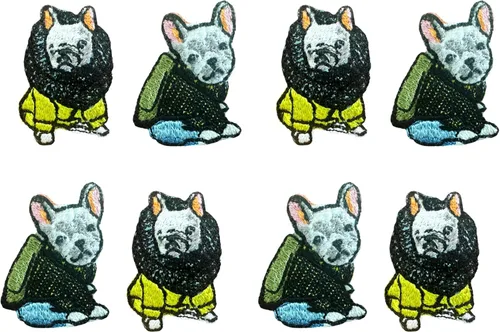 Miniatura 4 de TH - Juego de 2 minúsculos, bulldog francés, cachorro, mascota, perro, lindo logotipo de dibujos animados, 25 parches para coser para planchar