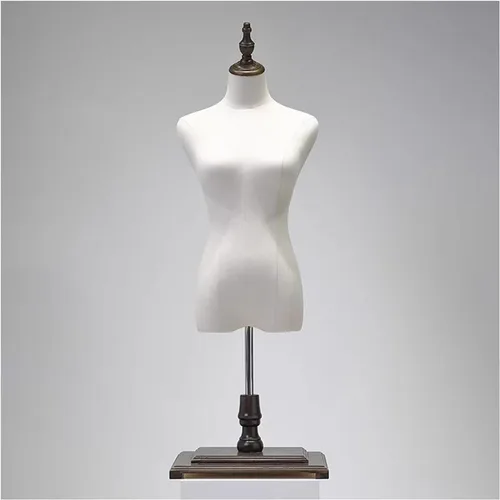 Maniquí de forma de vestido femenino con soporte de metal ajustable, base de madera, cabeza y brazos desmontables giratorios para exhibición Torso