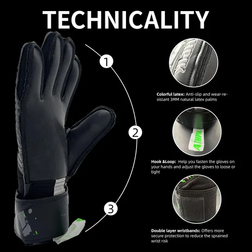 Miniatura 2 de Guantes de portero con protección de dedos profesionales, agarre fuerte para los salvamentos más duros, protección para prevenir lesiones