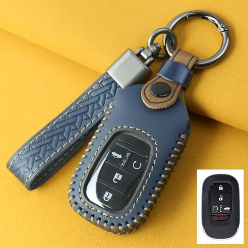 Funda para llavero Honda con llavero, funda de cuero genuino para llave remota inteligente Honda Accord Civic CRV HRV Pilot Sport SI EX EXL 2022