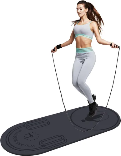Miniatura 10 de Tapete de cuerda de saltar de 8/20/1.181 in, tapete de ejercicio duradero, antideslizante, tapete de entrenamiento con cuerda de saltar y bolsa