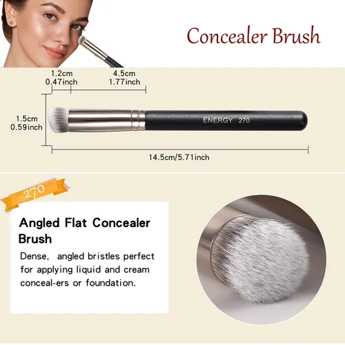 Miniatura 2 de ENERGY Juego de brochas correctoras para maquillaje facial líquido, brocha para crema líquida, polvo, mezcla, pulido, debajo del corrector de ojos