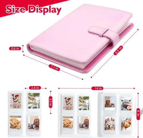 Miniatura 5 de Álbum de fotos mini con 128 bolsillos para cámara Fujifilm Instax Mini, Polaroid Snap, Z2300, cámaras instantáneas SocialMatic e impresora Rosa