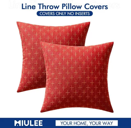 Miniatura 172 de MIULEE - Juego de 2 fundas de almohada decorativas de lino de arpillera navideñas, modernas, estilo campestre, rústicas, tejidas, con textura