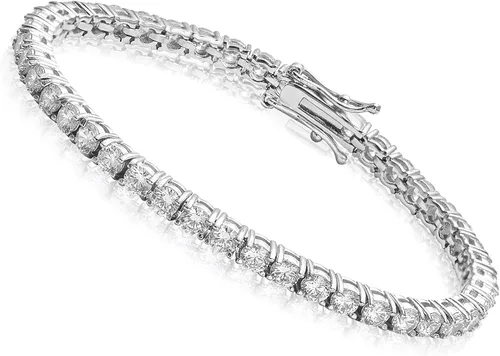 GOLD IDEA JEWELRY Hip Hop - Cadena de tenis de 1 fila de acero inoxidable, 0.157in0.197in, 0.197in, circonita cúbica, 5 A+, collar de tenis o