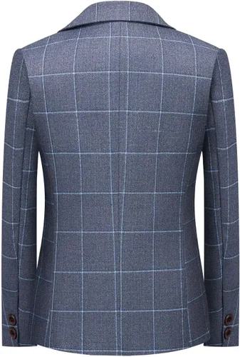 Miniatura 3 de Conjunto de trajes para niños, chaqueta a cuadros, chaleco, pantalones de un solo pecho, chaqueta formal para boda, fiesta, baile de graduación