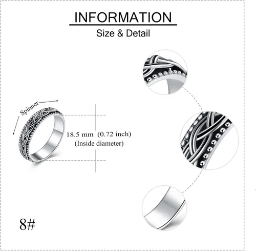 Miniatura 39 de YAFEINI Anillo giratorio de plata de ley para mujer, nudo celta, girasol, margarita, corazón, árbol de la vida, joyería de regalo para mujeres