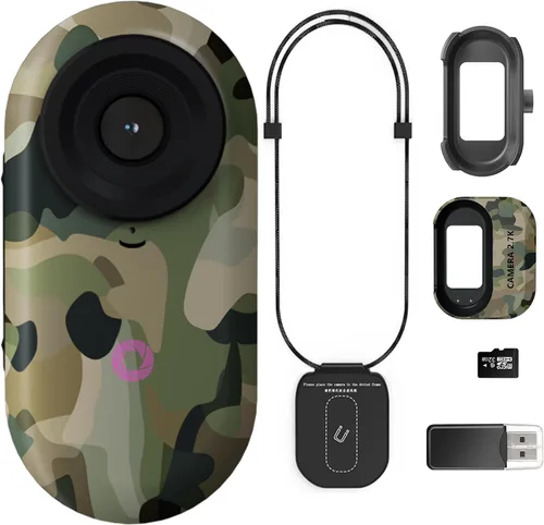 Mini cámara corporal de 2.7 K, cámara corporal portátil de tamaño pulgar con pantalla, soporte magnético para cámara de acción portátil con tarjeta