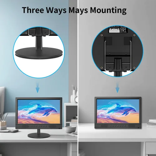 Miniatura 5 de Jexiop Monitor de seguridad de 16 pulgadas, monitores montados en la pared admite reproducción de video USB/formato completo, monitores CCTV
