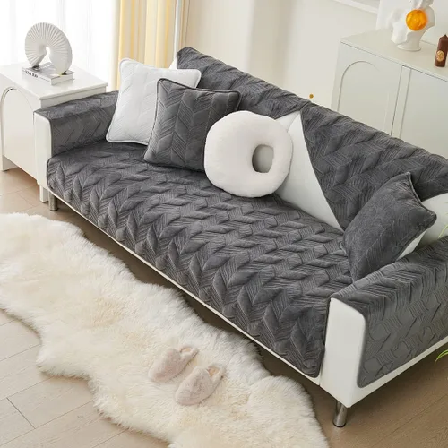 Miniatura 9 de Funda para sofá, de terciopelo suave, acolchada, para sofá seccional, funda antideslizante para perros, gatos, niños, sofá biplaza reclinable, Blanco