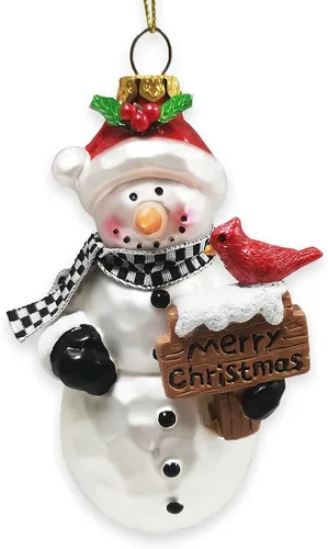 Miniatura 9 de Adorno navideño de cristal de chef de muñeco de nieve alegre