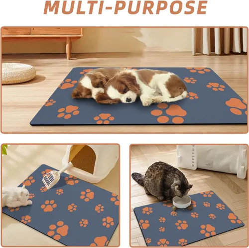 Miniatura 6 de Tapete de 12"×20" para comida de perro - Tapete absorbente para comida y agua, sin manchas, secado rápido, tapete para cuenco de gato, tapete