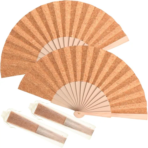 Miniatura 8 de Chuangdi Paquete de 2 abanicos de mano plegables de tela chinos de 8.27 pulgadas, ventiladores japoneses portátiles con bolsas con cordón