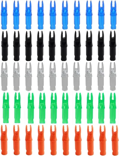Miniatura 12 de 50 paquetes de flechas de arco con encoques - Insertos de flecha para flechas de carbono. Encoques de flecha de plástico de.244/6.20mm para tiro