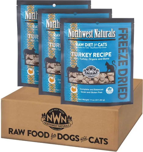 Miniatura 10 de Northwest Naturals Alimento liofilizado de carne de res y trucha para gatos y gatitos, bocados del tamaño de un bocado, saludable, limitado
