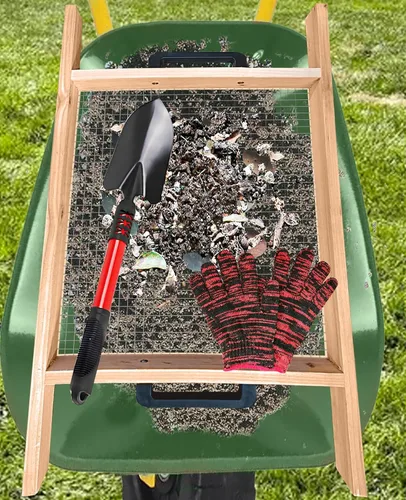 Tamiz grande de tierra, tamiz de suciedad para jardinería, para uso en una carretilla, tamiz de compost, tamiz de jardín para tamizar pequeñas