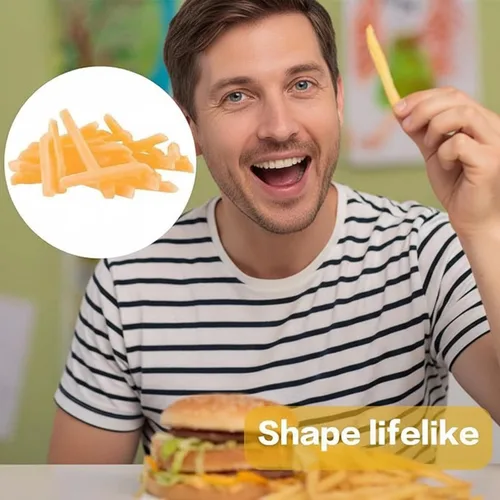 Miniatura 3 de Zhanmai 50 piezas falsas de papas fritas para jugar, simulación de alimentos, alimentos artificiales, papas fritas de PVC, decoración de juguetes