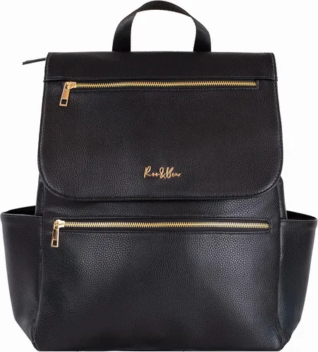 Miniatura 9 de Mochila para pañales de cuero vegano de alta calidad, bolsa de bebé de diseño grande, elegante mochila para pañales con correas para cochecito