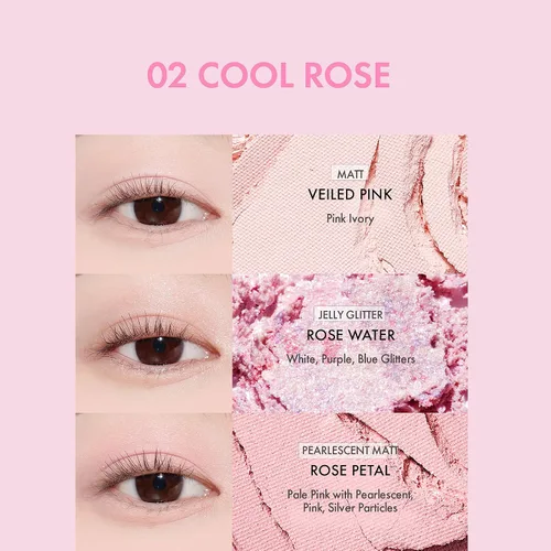 Miniatura 5 de Amuse SEOUL Paleta de colores de ojos (02 COOL ROSE) – tono rosa, sombra de ojos de 9 colores, mezcla suave de brillo mate, tonos mezclables