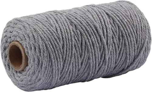 Miniatura 20 de Cuerda de algodón para macramé de 109 yardas de 0.118 pulgadas, 4 hebras trenzadas, cuerda para envolver colgadores de plantas, tejer, suministros