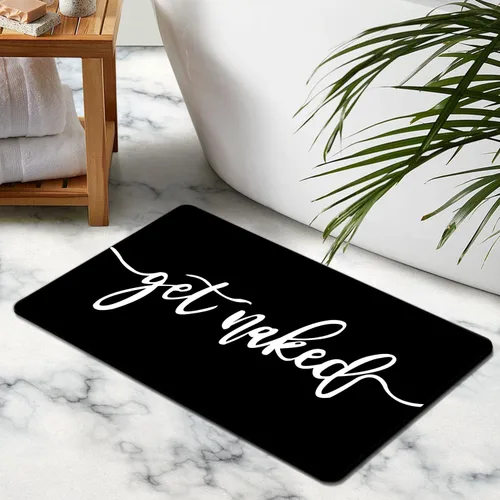 Miniatura 3 de MUGINYU Get Naked Tapete de Baño, Alfombrillas de Baño Modernas y Divertidas en Blanco y Negro de Secado Rápido Absorbentes Antideslizantes Delgadas