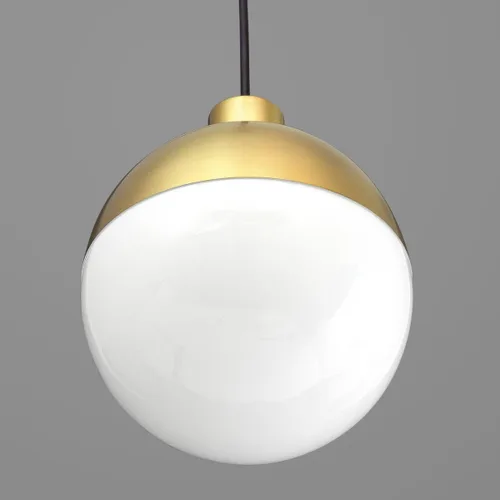 Miniatura 7 de Globe LED Collection - Lámpara colgante moderna de cristal ópalo de mediados de siglo, bronce cepillado