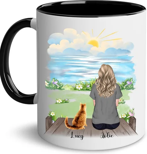 Miniatura 22 de WHIDOBE Taza personalizada de gato (1 gato) de 11 onzas, taza de 15 onzas para amantes de los gatos con avatar, gatito, nombres, regalo