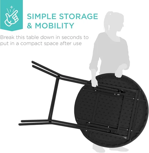 Miniatura 6 de Best Choice Products Mesa plegable de altura de barra de 32 pulgadas, accesorio redondo para interiores y exteriores, para patio, patio, comedor