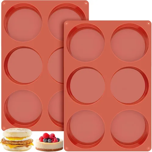 Ocmoiy Molde de silicona para huevos de 4 pulgadas para sándwiches de desayuno, paquete de 2 moldes antiadherentes de silicona para muffin