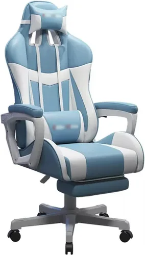 Miniatura 11 de Silla de juegos con reposapiés de 90° a 145° Gran ángulo puede tumbarse, silla ergonómica de carreras con abrazo, carga de 330.7 libras
